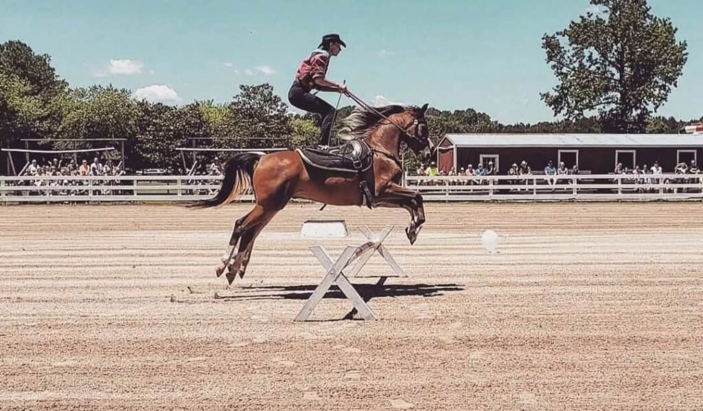 Kristen Moore jumping horse in show